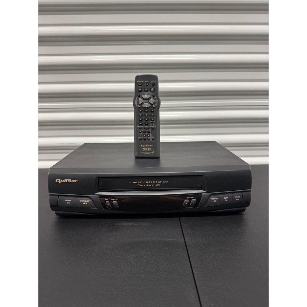 Quasar VHQ-450 Omnivision 4-Head Hi-Fi Stereo VHS VCR Player w/ Remote WORKS